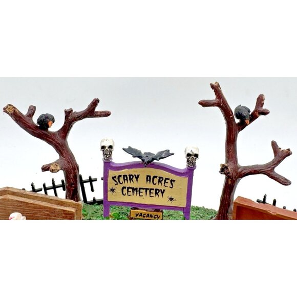 Lemax Spooky Town Scary Acres Cemetery Lot Halloween Village Coffins Graveyard - Picture 8 of 16